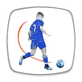 Fussballspieler mit Ball - Viereckiger Kühlschrankmagnet - Weiß - Vorne