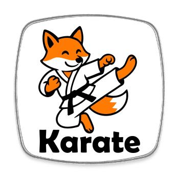 Karate Fuchs - Viereckiger Kühlschrankmagnet - Weiß - Vorne