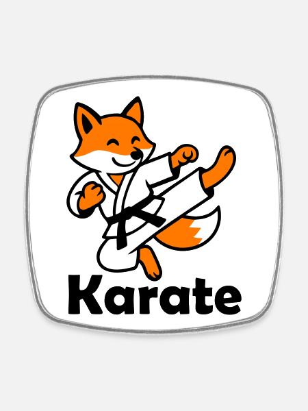 Karate Fuchs - Viereckiger Kühlschrankmagnet - Weiß