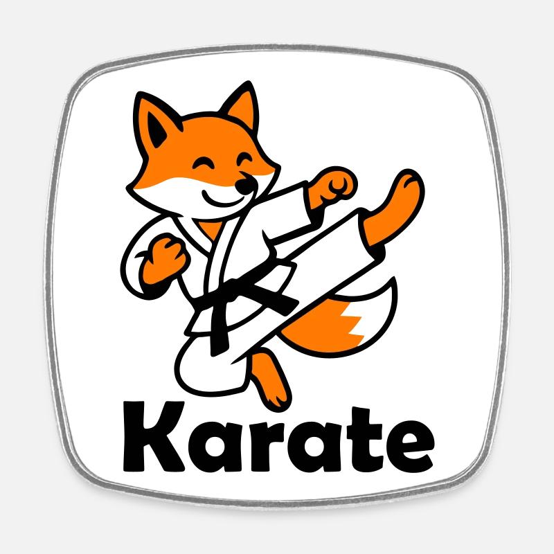 Karate Fuchs - Viereckiger Kühlschrankmagnet - Weiß