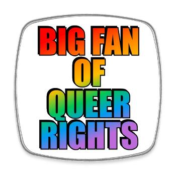 Großer Fan des Regenbogen-Slogans von Queer Rights - Viereckiger Kühlschrankmagnet - Weiß - Vorne