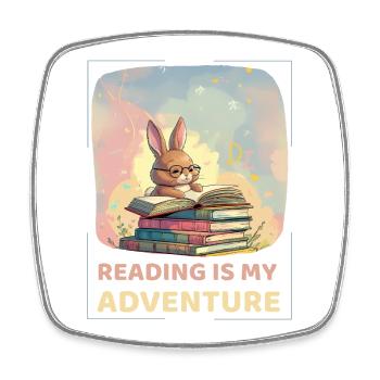 Rabbit reading with adventure style - Square fridge magnet - white - Front