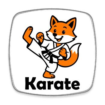 Karaté Renard - Magnet carré - blanc - Devant