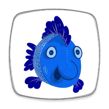 Blue Fish - Viereckiger Kühlschrankmagnet - Weiß - Vorne