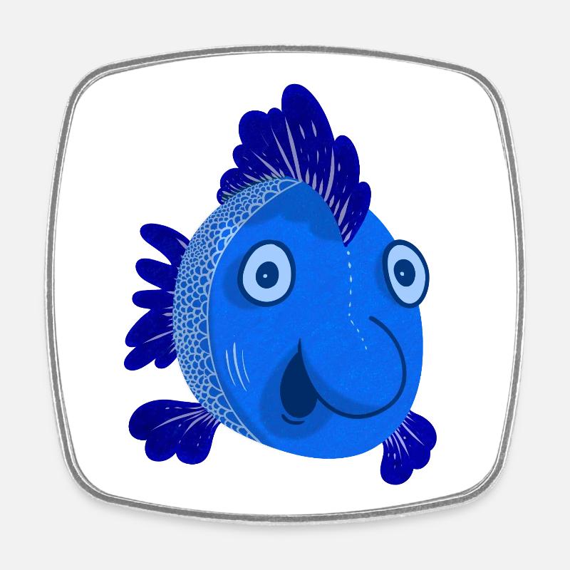 Blue Fish - Viereckiger Kühlschrankmagnet - Weiß