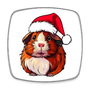 Santa Claus Guinea Pig - Square fridge magnet - white - Front