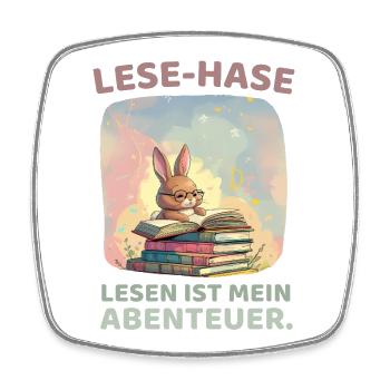 Rabbit reading with adventure style - Square fridge magnet - white - Front