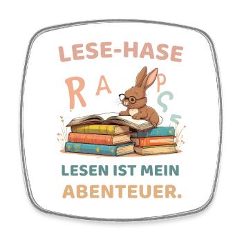 Reading bunny with learning motifs - Square fridge magnet - white - Front