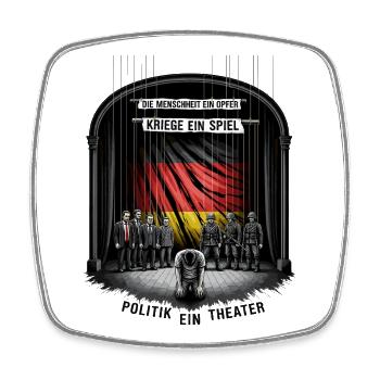 Politik ein Theater - Viereckiger Kühlschrankmagnet - Weiß - Vorne