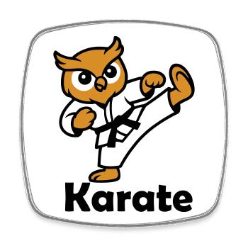Karate Owl - Square fridge magnet - white - Front