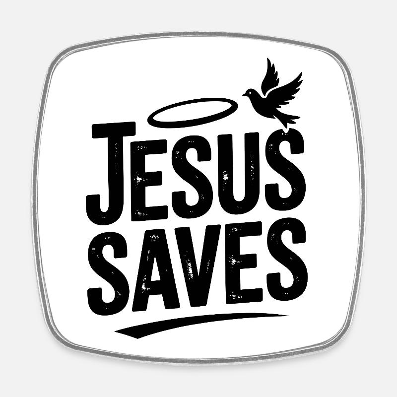 Jesus Saves - Square fridge magnet - white