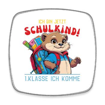 Back to school otter with school backpack - Square fridge magnet - white - Front
