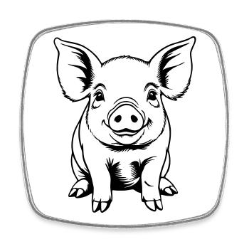 Porc truie porcelet Porcelet Croquis dessin - Magnet carré - blanc - Devant