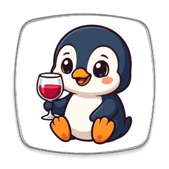 Kawaii Penguin Red Wine Lover Wine Drinker - Square fridge magnet - white - Front