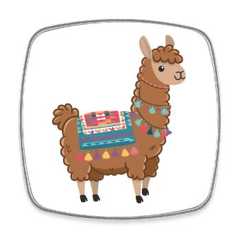 Buntes Boho-Lama - Viereckiger Kühlschrankmagnet - Weiß - Vorne