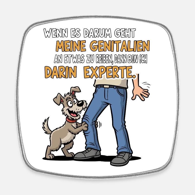 Reib-Experte Hund - Viereckiger Kühlschrankmagnet - Weiß