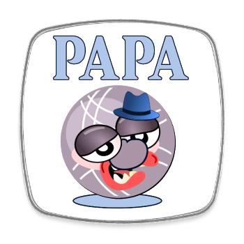 Boule Père Papa Chapeau Pétanque - Magnet carré - blanc - Devant