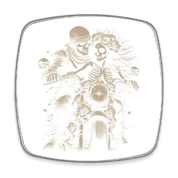 Motard pour toujours - Magnet carré - blanc - Devant