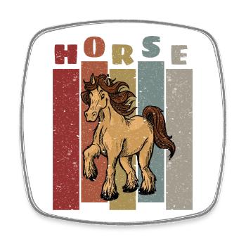 Pferd Motiv Pferdemotiv Retro Vintage Look Horse - Viereckiger Kühlschrankmagnet - Weiß - Vorne