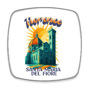 Florence - Santa Maria del Fiore vintage shirt - Square fridge magnet - white - Front