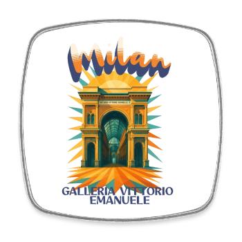 Mailand- Galleria Vittorio Emanuele Retro Vintage  - Viereckiger Kühlschrankmagnet - Weiß - Vorne