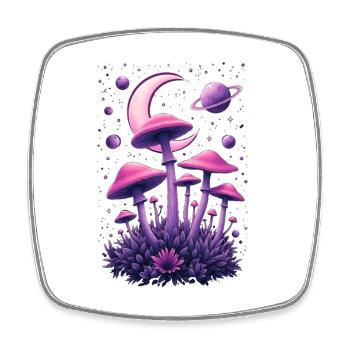 Galaxie champignon mystique au look néon - Magnet carré - blanc - Devant
