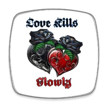 Love in gothic style with hearts and roses - Square fridge magnet - white - Front