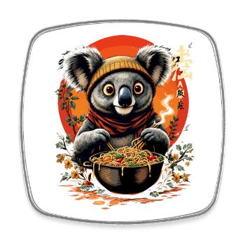 Conception mignonne de ramen Koala dans un anime de style kawaii - Magnet carré - blanc - Devant