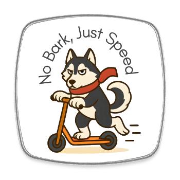 Sassy Husky sur l’art du scooter - Magnet carré - blanc - Devant