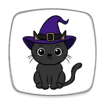 Chat Halloween - Magnet carré - blanc - Devant