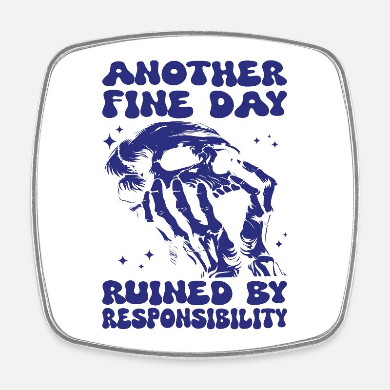 gallows humor skeleton skull - Square fridge magnet - white
