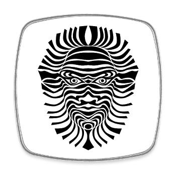psy-chic psychedlic sixties good voodoo mask - Viereckiger Kühlschrankmagnet - Weiß - Vorne