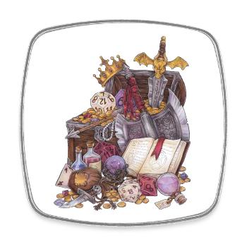 Treasure Chest in Dungeon with Sword Magic Fantasy - Square fridge magnet - white - Front