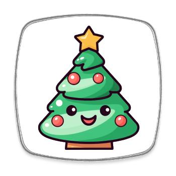 Conception de dessin animé d’arbre de Noël kawaii - Magnet carré - blanc - Devant