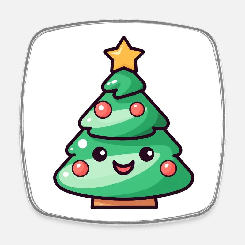 Conception de dessin animé d’arbre de Noël kawaii - Magnet carré - blanc