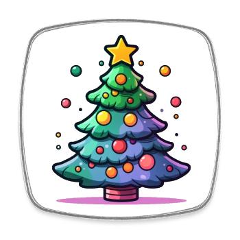 Festive Christmas Tree with Colourful Ornaments - Square fridge magnet - white - Front