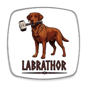 Labrador dog with hammer graphic - Labrathor - Square fridge magnet - white - Front
