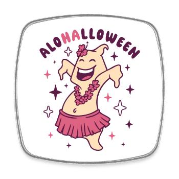 Halloween Lustiger Geist im Hula Rock - Viereckiger Kühlschrankmagnet - Weiß - Vorne