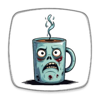Zombie Coffee Mug - Square fridge magnet - white - Front