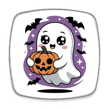 Fantômes mignons avec un motif de citrouille d'Halloween - Magnet carré - blanc - Devant