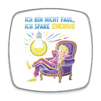 Energiegeladenes Chill-Design mit Glühbirne - Viereckiger Kühlschrankmagnet - Weiß - Vorne