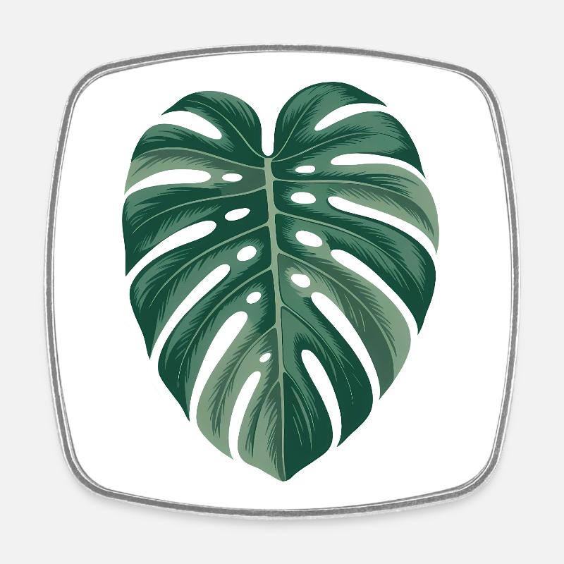 Tropical Monstera Leaf Illustration - Square fridge magnet - white
