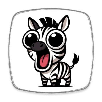 Cute zebra cartoon with googly eyes joy - Square fridge magnet - white - Front