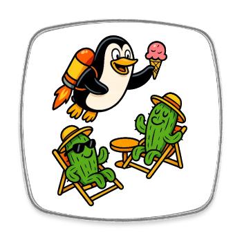 Jetpack Penguin - Square fridge magnet - white - Front