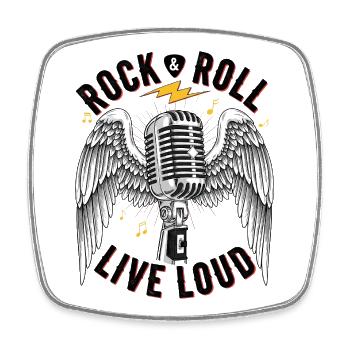 Rock And Roll Engel mit Mikrophon - Viereckiger Kühlschrankmagnet - Weiß - Vorne