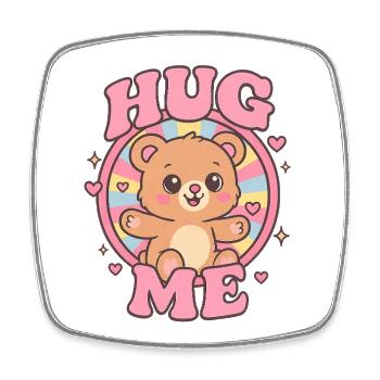 Cute cuddly bear with heart print - Square fridge magnet - white - Front