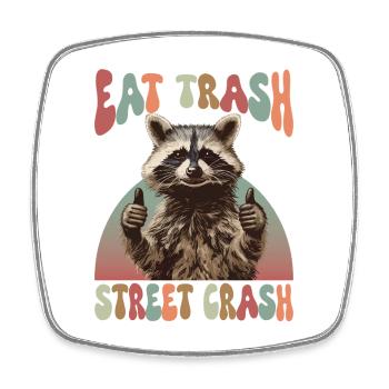 Waschbär Eat Trash Street Crash Meme - Viereckiger Kühlschrankmagnet - Weiß - Vorne