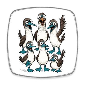 Illustration de dessin animé drôle d'oiseau de mer - Magnet carré - blanc - Devant