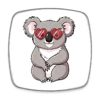 Kuscheliger Koala mit Herzbrille - Viereckiger Kühlschrankmagnet - Weiß - Vorne