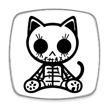 Katze Zombie - Viereckiger Kühlschrankmagnet - Weiß - Vorne